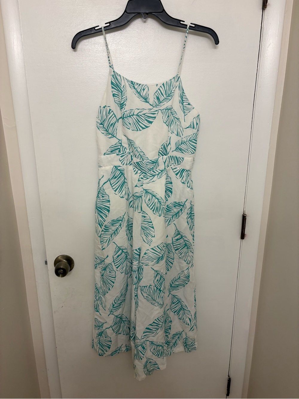 Linen Lux Palm Print Wide Leg Jumpsuit Size 8 Cotton Linen Blend Australia